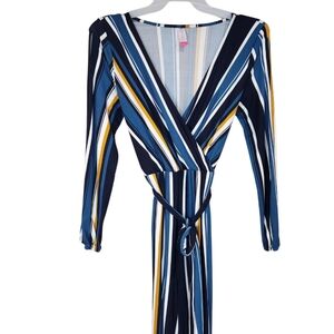NOBO Long Sleeve Striped Jumpsuit with Tie